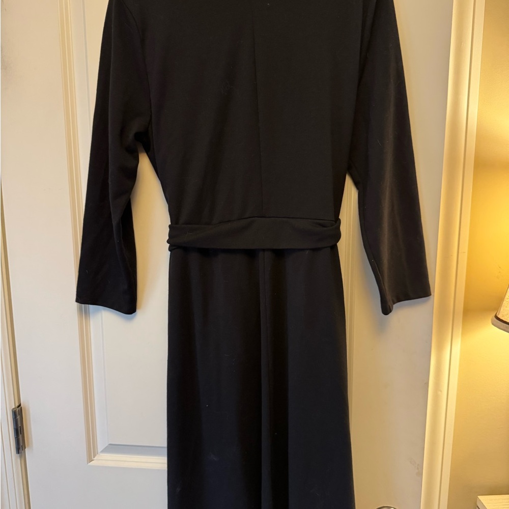 Lands' End Classic Black Long Sleeve Wrap Dress
